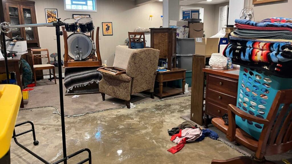 Water on basement floor.