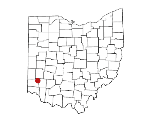 Map of Ohio with Middletown highlighted.